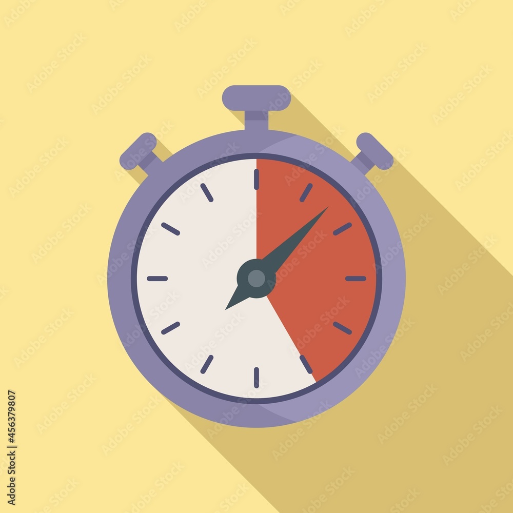 Poster stop clock icon flat vector. stopwatch timer