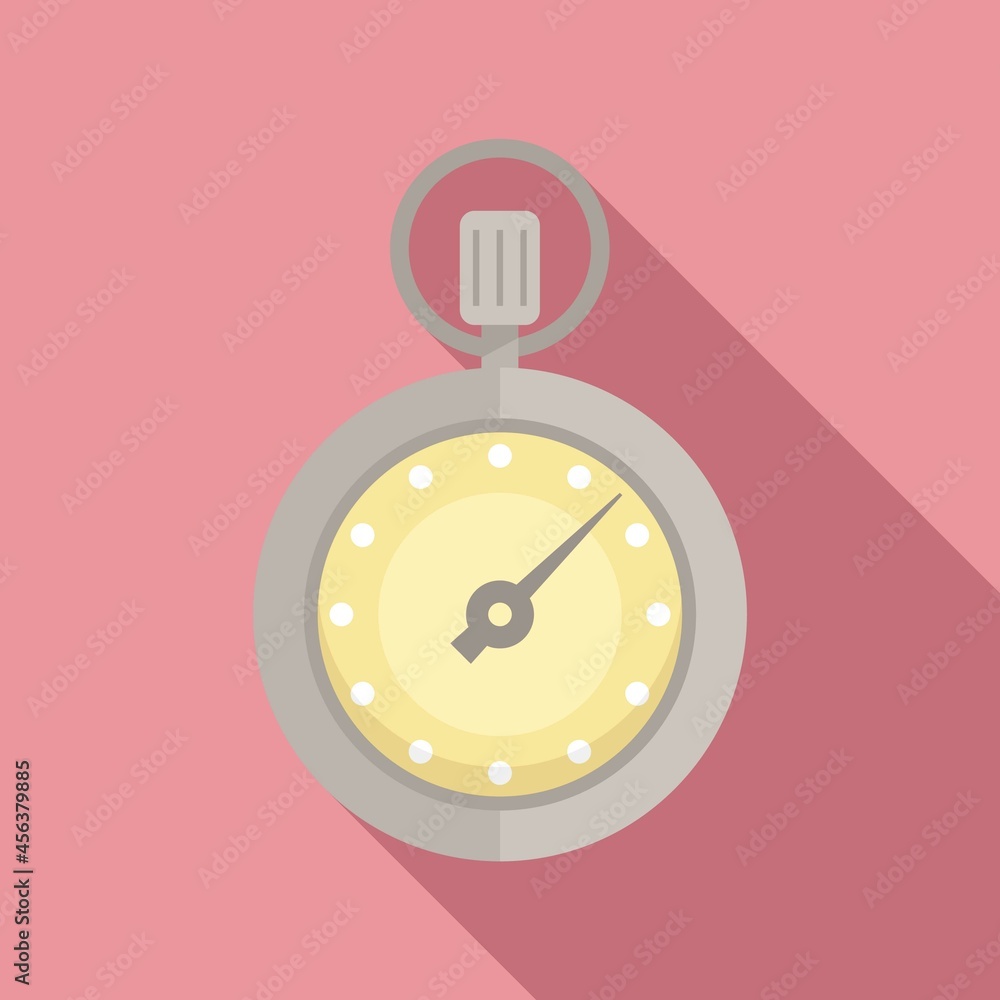 Poster chronometer icon flat vector. stopwatch clock