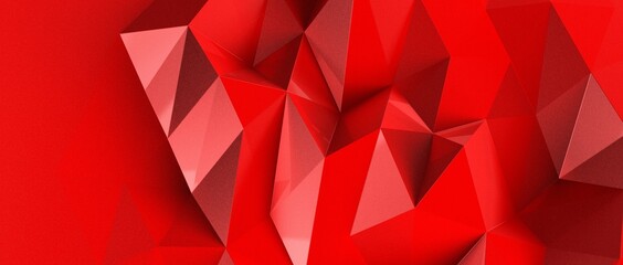Red abstract polygonal space with connecting dots and lines. Dark background.