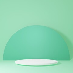 Product Stand in green room ,Studio Scene For Product ,minimal design,3D rendering	
