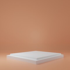 Product Stand in orange room ,Studio Scene For Product ,minimal design,3D rendering	
