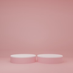 white Product Stand in pink room ,Studio Scene For Product ,minimal design,3D rendering	
