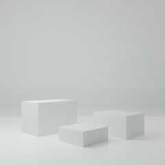 White Product Stand in white room ,Studio Scene For Product ,minimal design,3D rendering	
