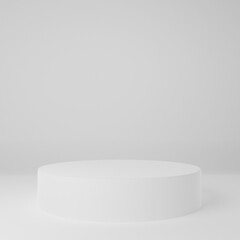 White Product Stand in white room ,Studio Scene For Product ,minimal design,3D rendering	
