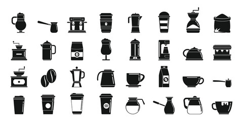 Coffee icons set simple vector. Cafe cup