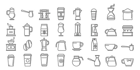 Coffee icons set outline vector. Cafe cup