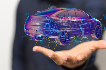 Electromobility e-motion concept. Electro car