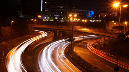 Fototapeta na wymiar At night on the highway