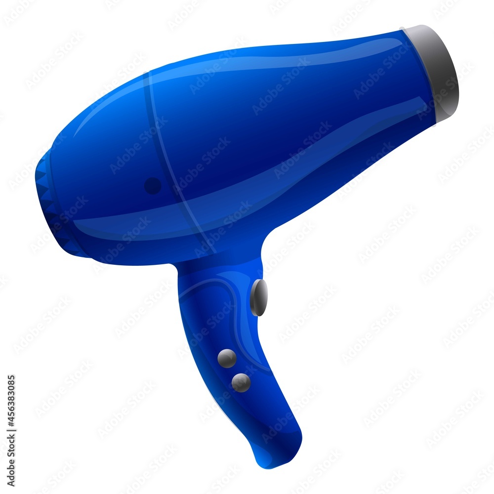 Sticker Stylist hair dryer icon cartoon vector. Dry blow