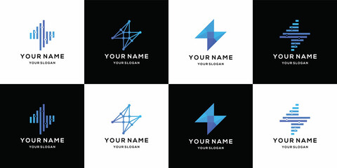 lightning logo design icon set design for business of fashion digital technology