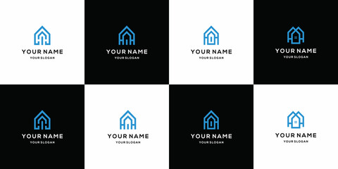 Modern real estate logo collection,simple, line,