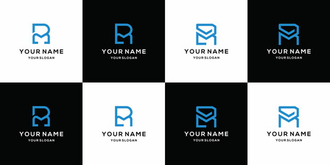 Initial letter rm logo icon set design for business of fashion digital technology