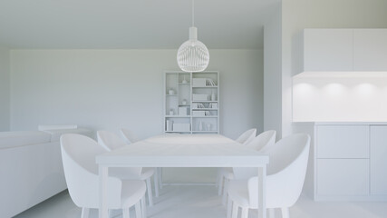 intérieure blanc. rendu 3D
