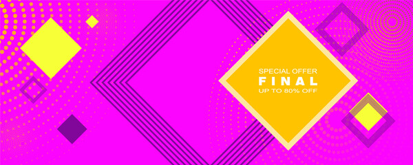 Abstract background lines, pink bright color. Vector abstract background texture design, bright poster, banner on a pink background, yellow and purple stripes and shapes