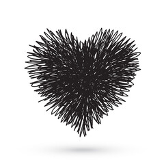 Scribble black heart, Hand drawn design element