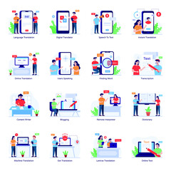 Flat Illustrations of Language Translation 

