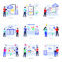 Flat Character Illustrations of Web and Apps Interfaces

