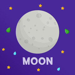 Moon. Type of planets in the solar system. Space. Flat vector illustration