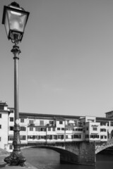 Vintage street light near Old Bridge in Florence