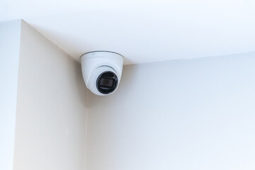 dome video camera on the ceiling. video surveillance and security system 