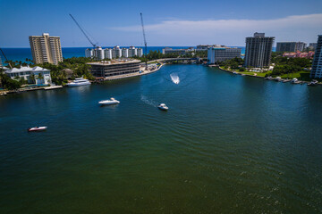 Obraz premium Aerial Drone of Lake Boca Raton Florida 