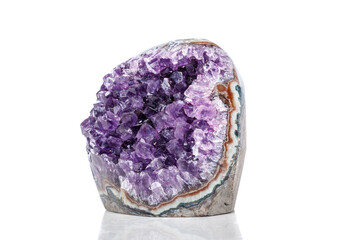 Amethyst Crystal Druse  macro mineral on white background