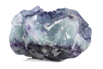 Fototapeta premium Macro mineral stone Fluorite on white background close up