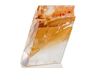 Macro mineral stone Calcite on a white background