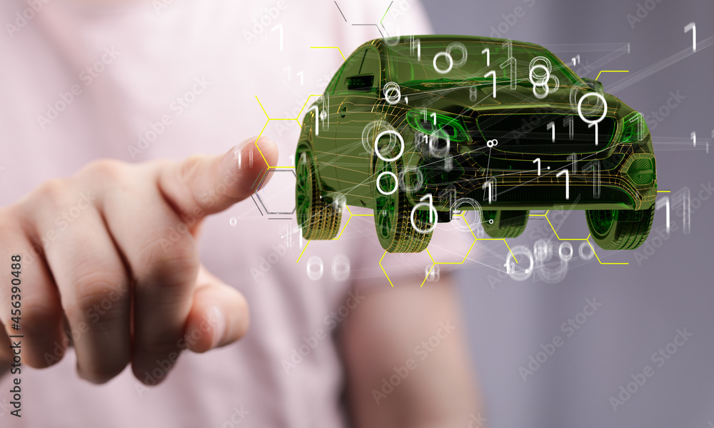 Poster driverless autonomous vehicle with lidar technology