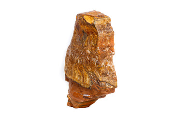 Macro mineral stone Tiger's eye in the breed on a white background