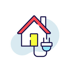 House with socket RBG color icon. Electricity thin line vector illustration.