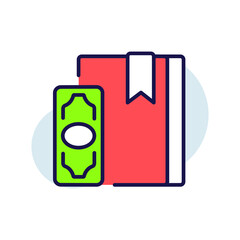 Sale of books RBG color icon. Business thin line vector illustration.