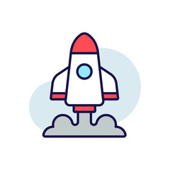 Rocket launch RBG color icon. Startup thin line vector illustration.