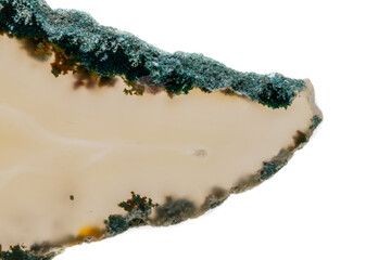 Macro mineral stone Yellow Agate breed a white background