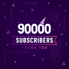 Thank you 90000 subscribers, 90K subscribers celebration modern colorful design.