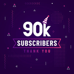 Thank you 90K subscribers, 90000 subscribers celebration modern colorful design.