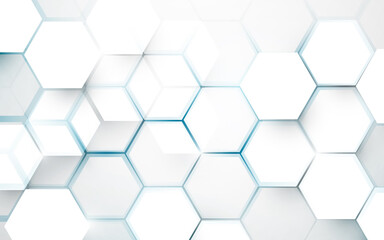 Abstract white hexagon geometric design background. Futuristic technology concept. Vector illustration
