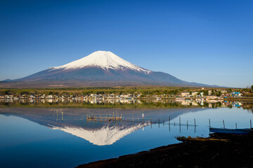 Fishing tool on lake yamanaka with mount Fuji