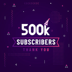 Thank you 500K subscribers, 500000 subscribers celebration modern colorful design.