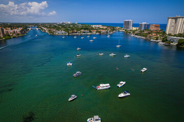Aerial Drone of Lake Boca Raton Florida 