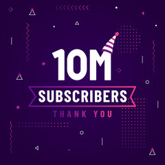 Thank you 10M subscribers, 10000000 subscribers celebration modern colorful design.