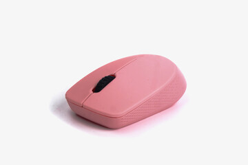 pink computer mouse isolated on a white background