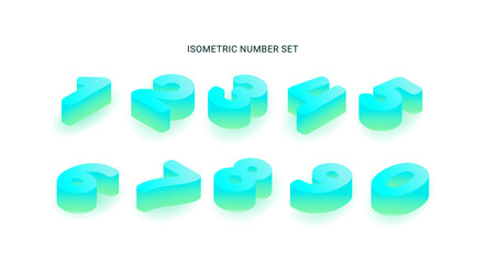 Naklejka premium Vector isometric number set. Isolated typography number on white background. 3d template elements for cards, presentation and banner.