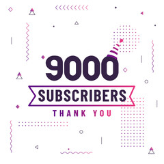 Thank you 9000 subscribers, 9K subscribers celebration modern colorful design.