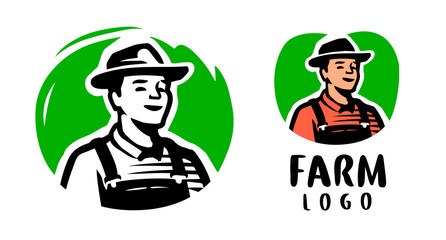 Farmer logo design template. Farm organic food symbol. Vector illustration