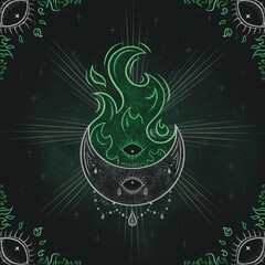 Obraz premium crying moon in flames