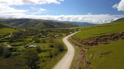 Fototapeta na wymiar Green valley between mountains in Argentina