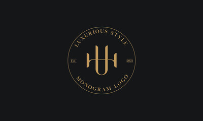 Fototapeta na wymiar Alphabet HU or UH abstract monogram vector logo template