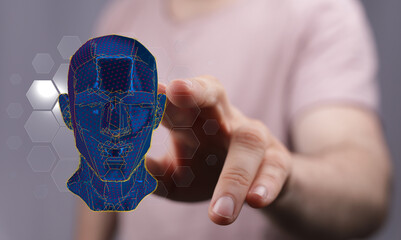 Human head cyber mind digital technology.