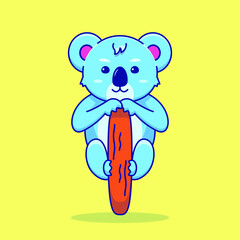 Cute koala chilling on tree cartoon vector icon illustration